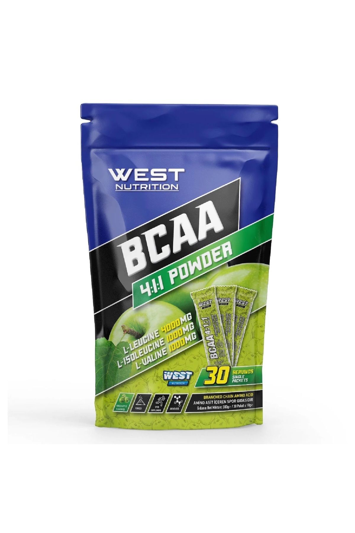 West Nutrition BCAA 4:1:1 300 gr (30 Saşe) Yeşil Elma Aromalı