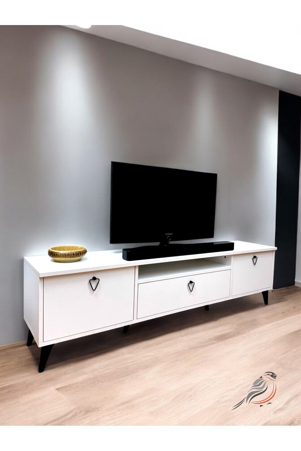 Ünite Modern Ayaklı Çekmeceli TV Sehpa & Ünitesi 180CM BEYAZ