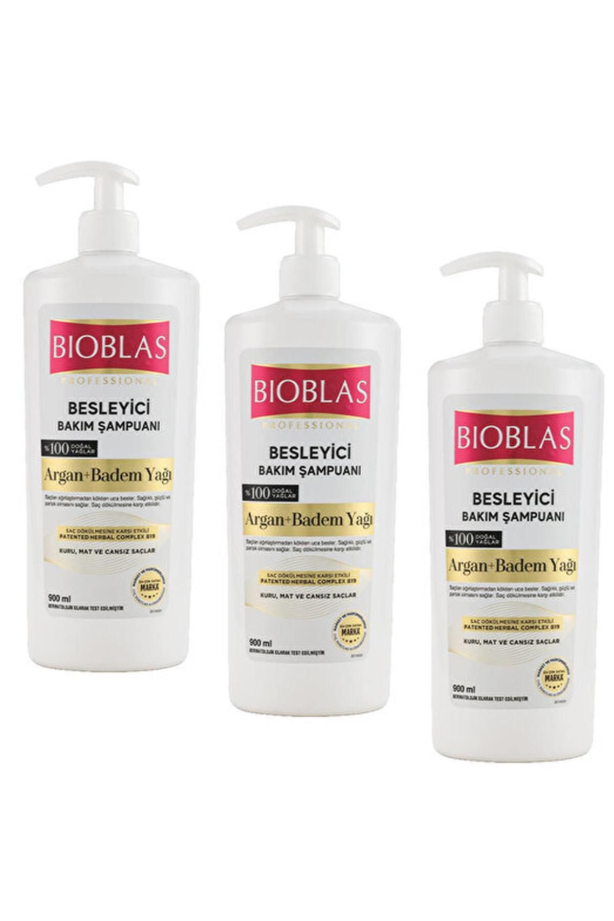 Bioblas-900 ml Argan and Almond Oil Nourishing Care Shampoo - 3 Pieces 1