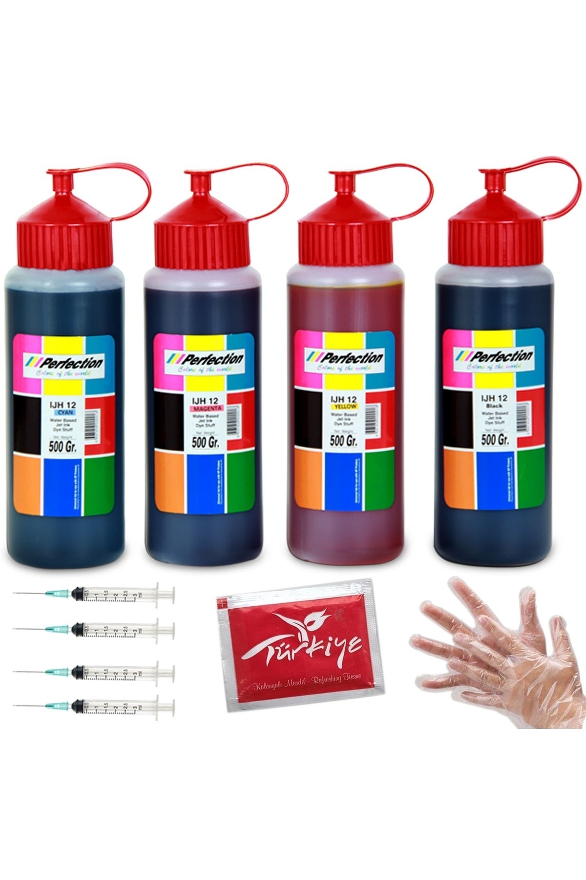 Perfection Canon G3411 4 Renk 500ml Perfection Mürekkep Tanklı Yazıcı Uyumlu Mürekkep Dolum Seti 25.000 Sf