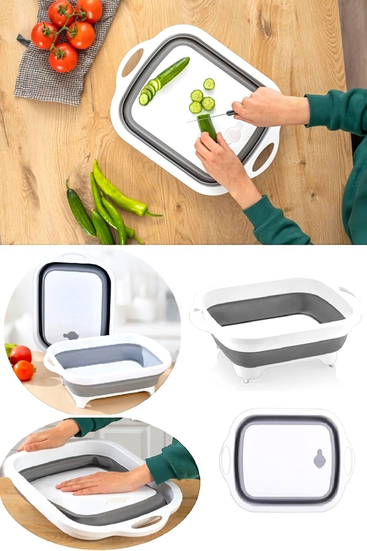 Evsun Home Collection-Foldable Cutting Board - Basin with Strainer - Accordion Cutting Board 1