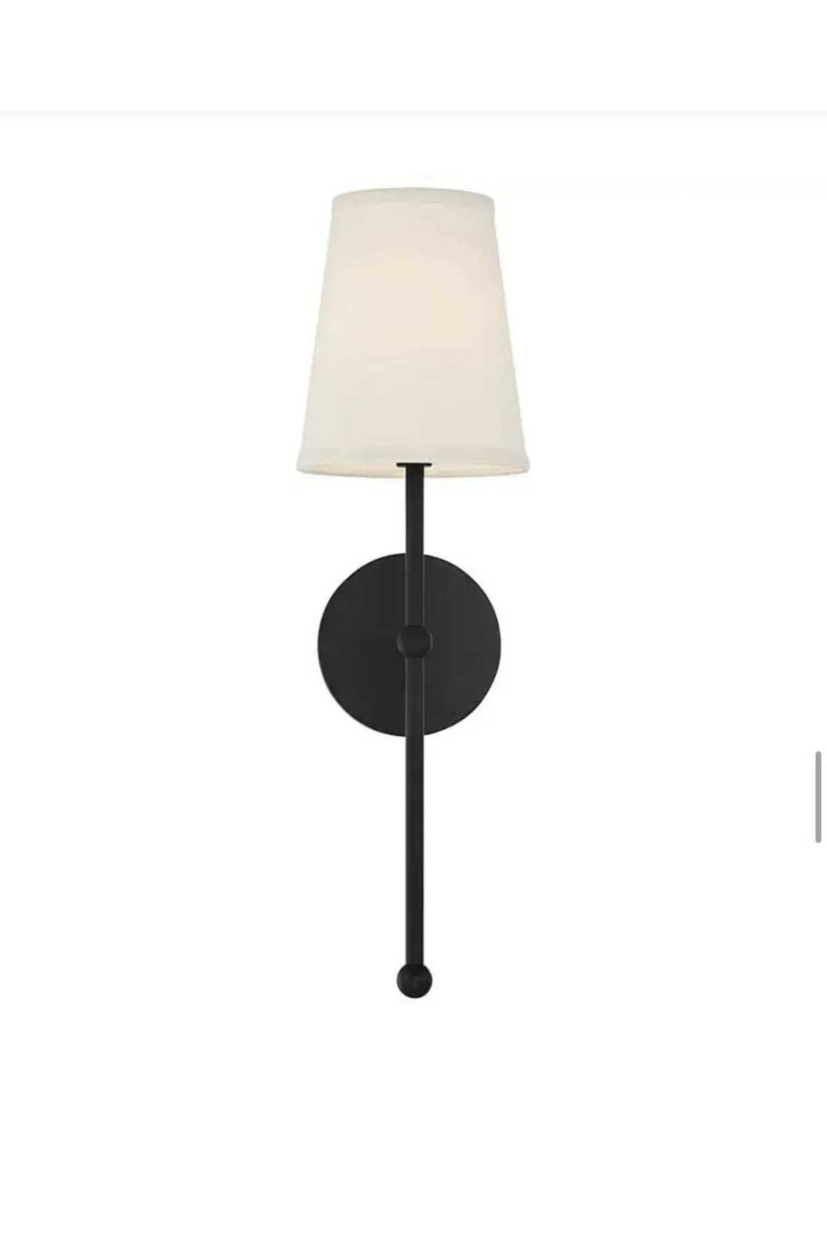 Modern Wall Lamp with Black Metal Body and Cream Fabric Lampshade Bed Head Lamp with E14 socket, Corridor