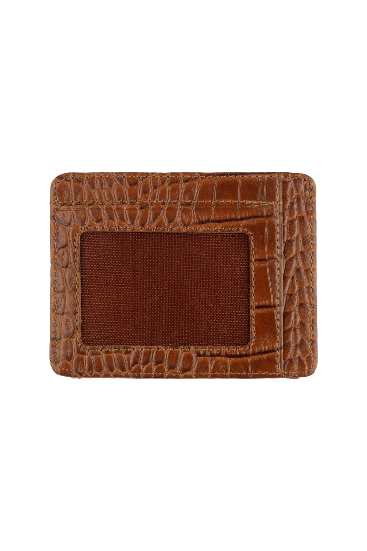 Deriderim-Tan Genuine Leather Card Holder with Snap Closure 2