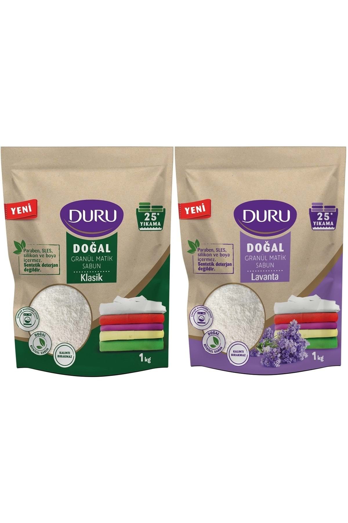 Duru Doğal Granül Matik SabunTozu Karma Set (Klasik/Lavanta) 2KG (50 Yıkama)