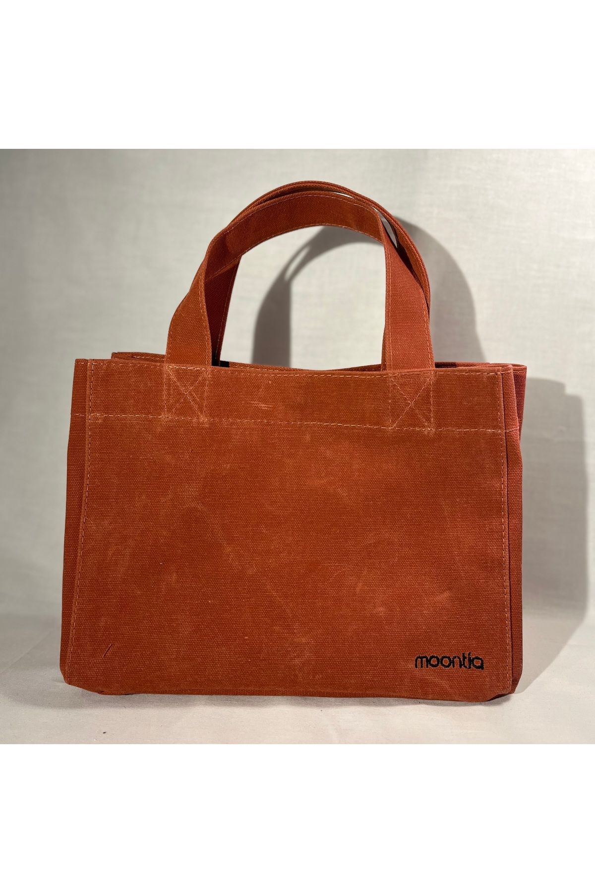 MOONTİA-Brick Color Waxed Canvas Tote Bag 1