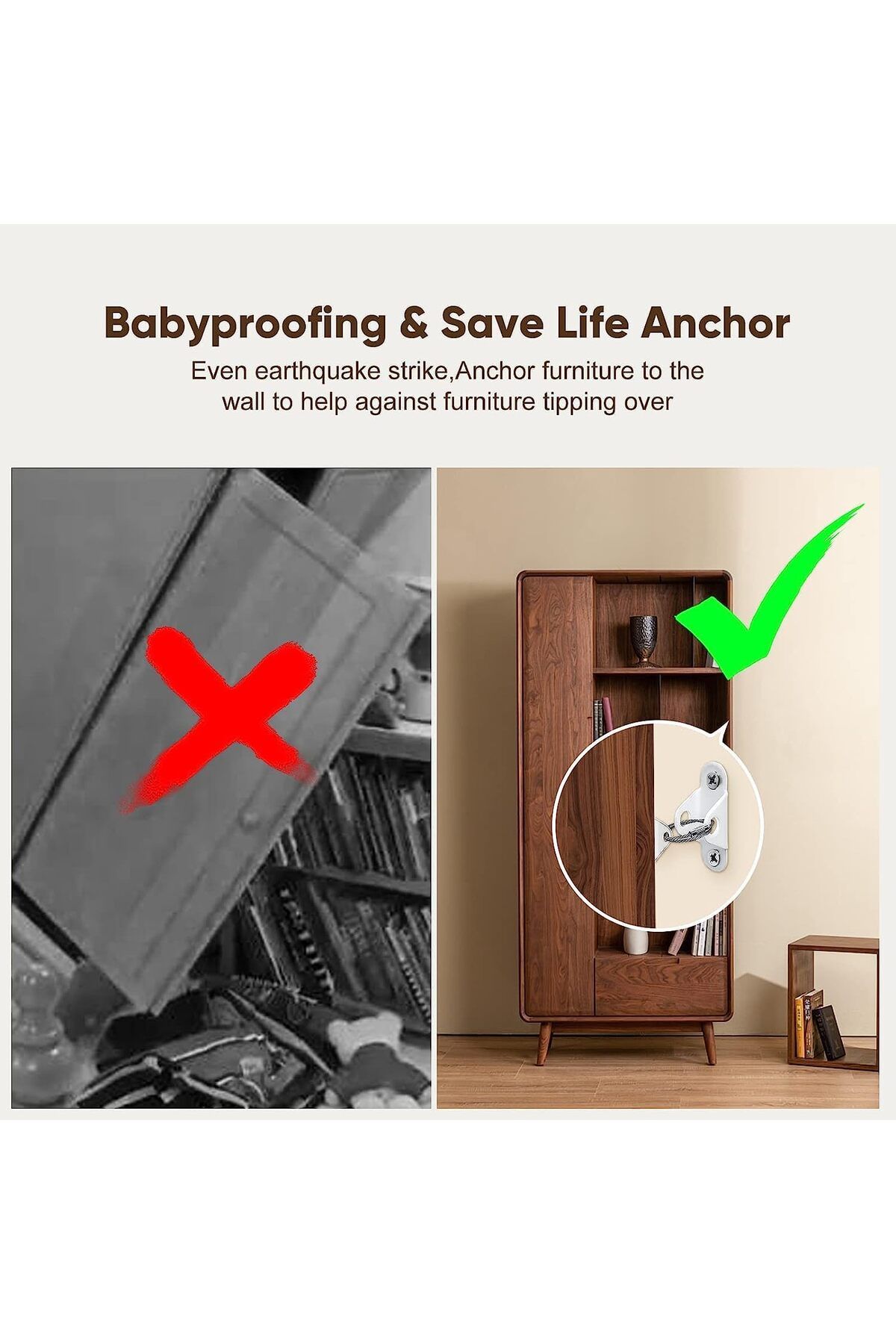 Arabest-Furniture Anchors Anti Tip Furniture Straps for Baby Proofing,Prevent from Falling Furniture10 Pcs 2