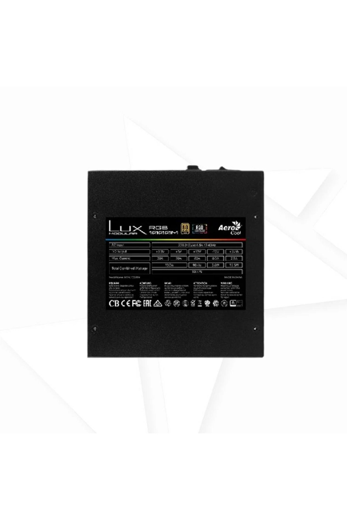 AEROCOOL-LUX RGB 1000M 1000w +80 Gold Semi Modular Power Supply 5