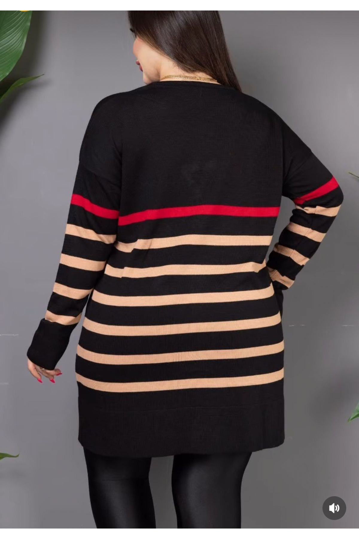 HÜLYA BUTİK-Large Size Women's Stripe Knitwear 2