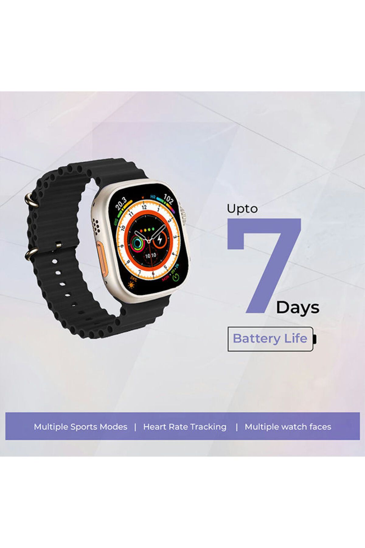 Icruze-Pronto Max Smartwatch Bluetooth Calling- 2.01’’ Inch Touch Screen,Silicon Band- Black 4