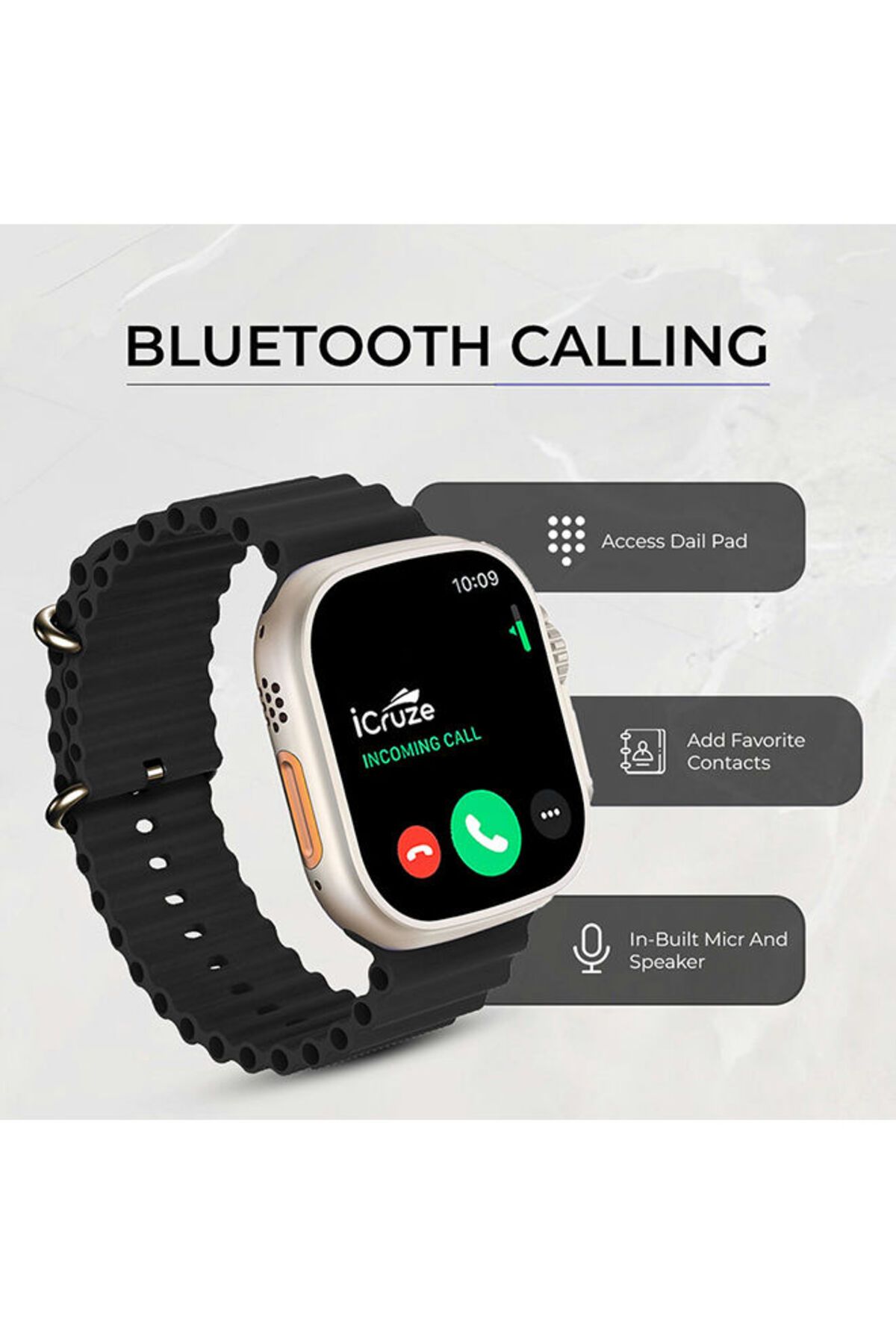 Icruze-Pronto Max Smartwatch Bluetooth Calling- 2.01’’ Inch Touch Screen,Silicon Band- Black 6