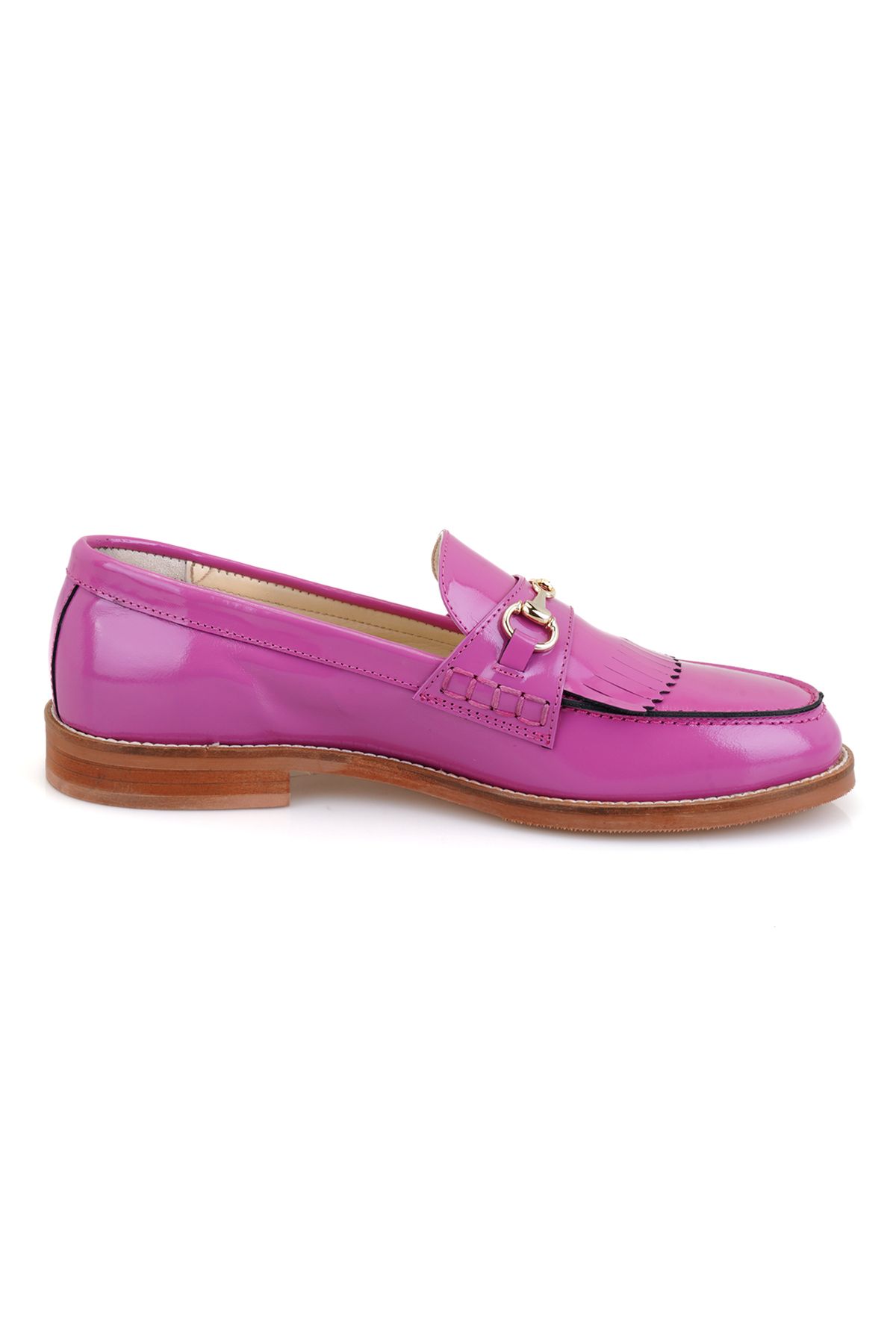 Desa-Mocasini din piele pentru femei Mollie Fuchsia cu accesorii cu catarama 3