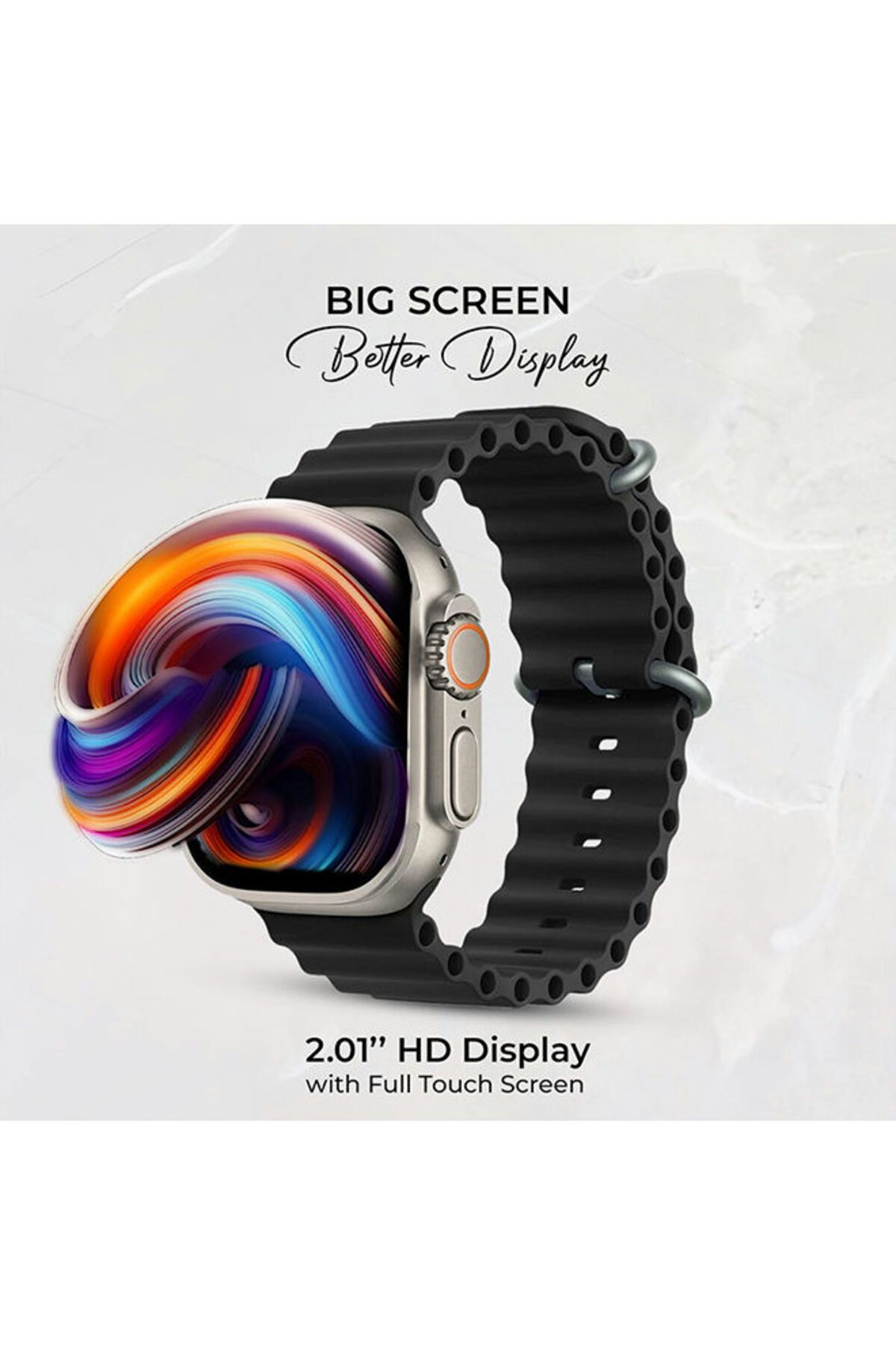 Icruze-Pronto Max Smartwatch Bluetooth Calling- 2.01’’ Inch Touch Screen,Silicon Band- Black 5