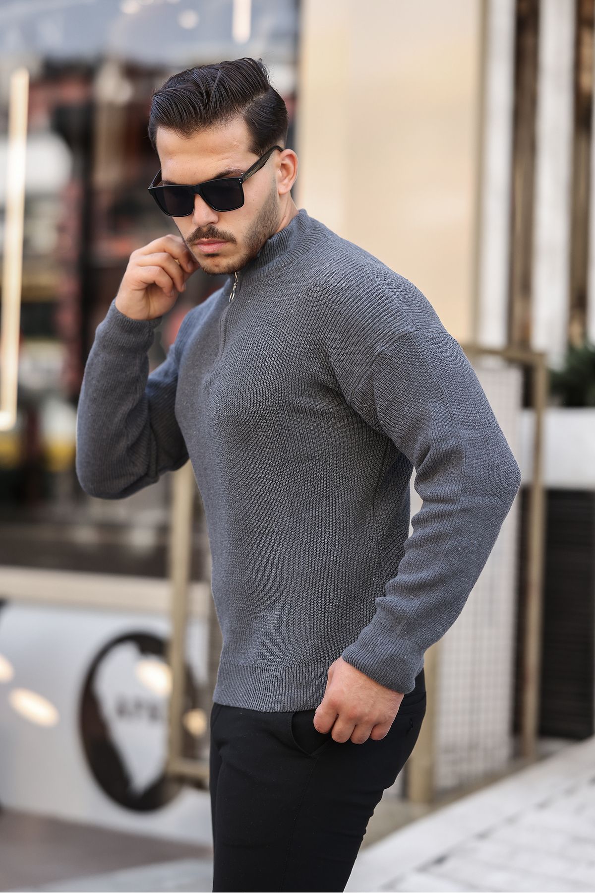 EKZMODA-Smoked Men's Knitwear Sweater - Turtleneck, Turtleneck, Winter 2