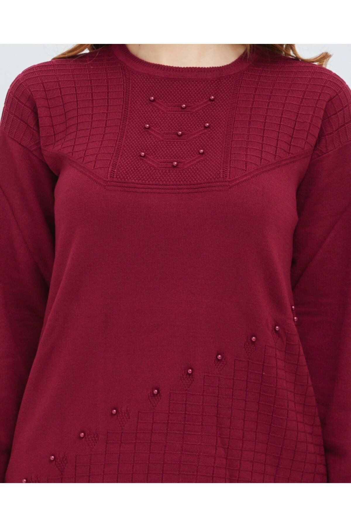 CTK Tekstil-Plus Size Sweater - Burgundy - Sweater 4