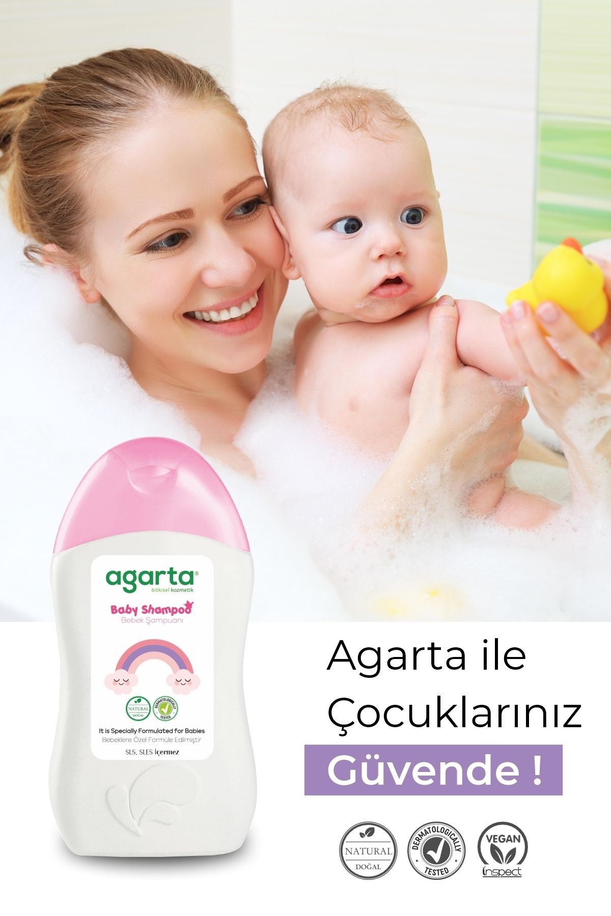 Agarta Doğal Bebek Kız Çocuklarına Özel Bakım Şampuanı 400 ml-3