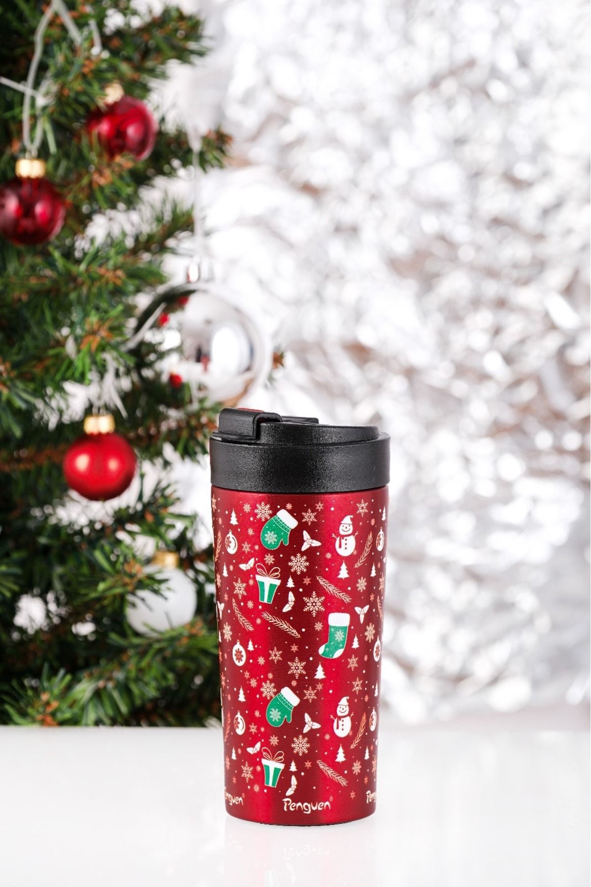 Penguen-380ml Thermos Mug with Flip Lid, Stainless Steel and Vacuum Insulated - Christmas Gift 4