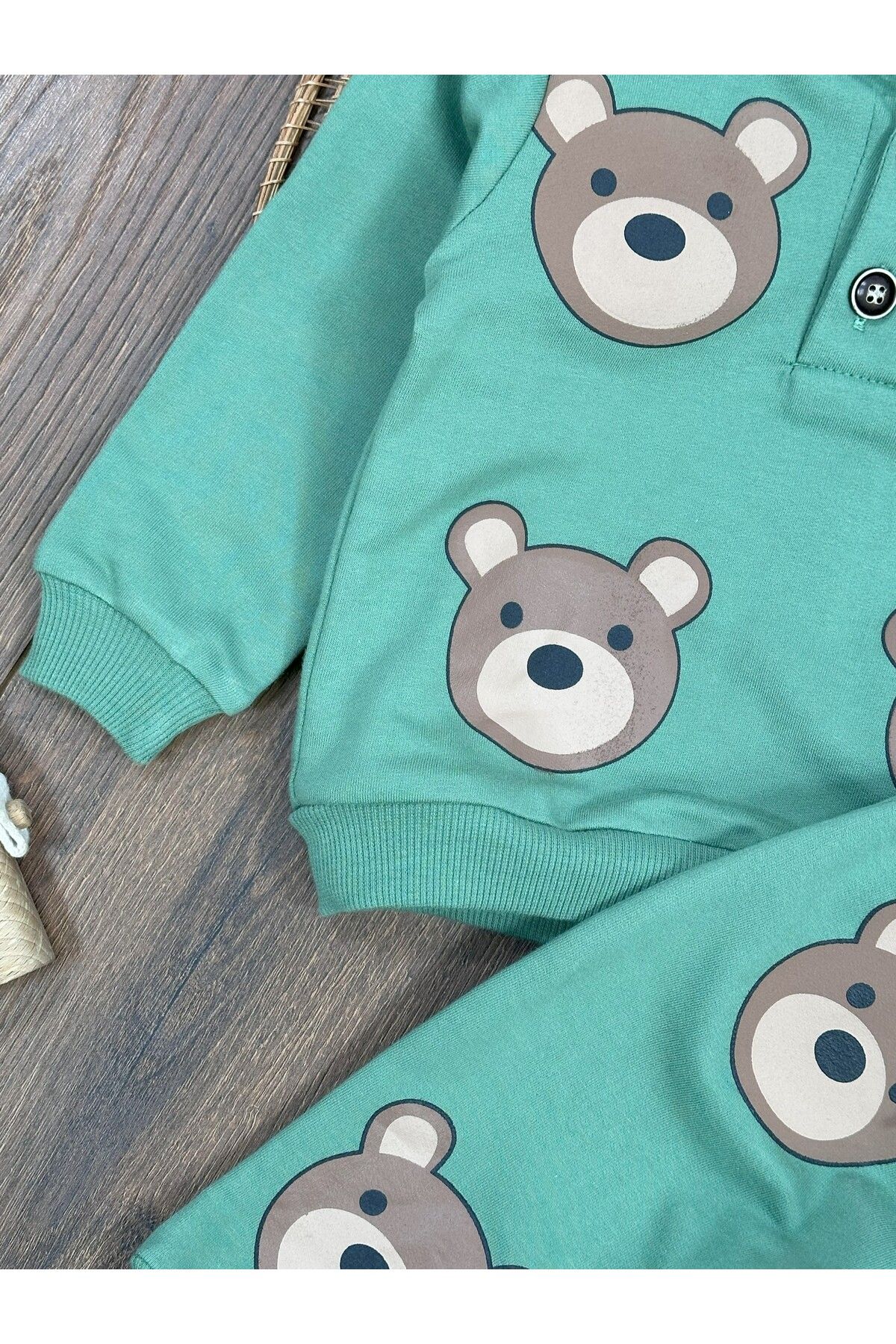 Baby Waka-Bear Printed Button Detailed Hooded Baby Suit 5