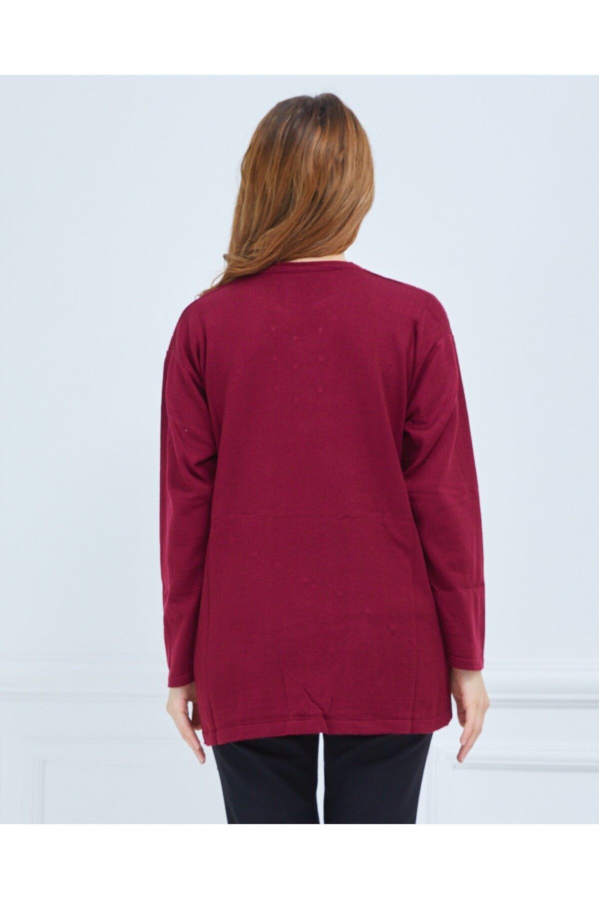 CTK Tekstil-Plus Size Sweater - Burgundy - Sweater 5