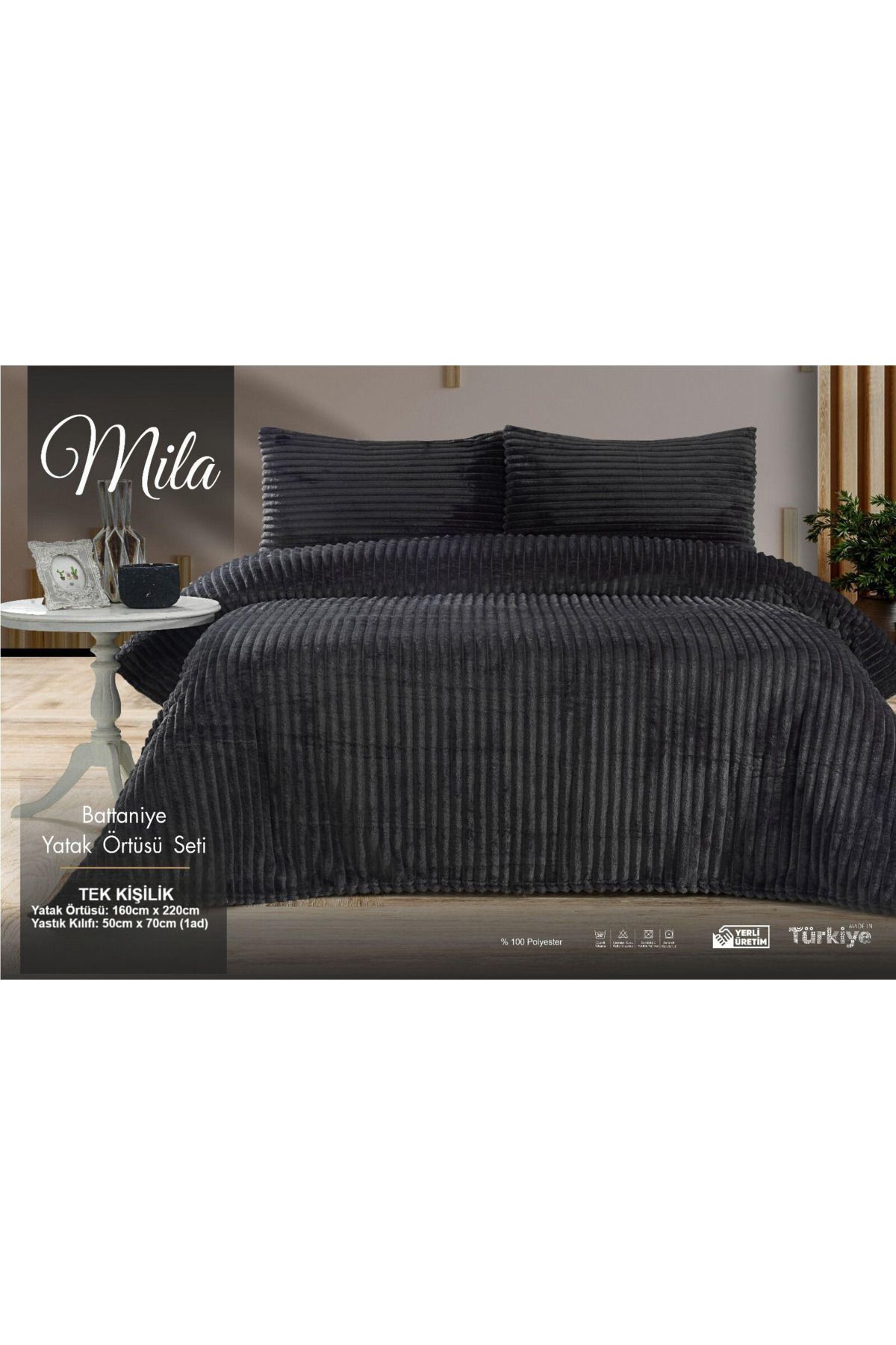 Coperta-Welsoft Home Striped Single Bedspread - +1 Pillow Battanite 1