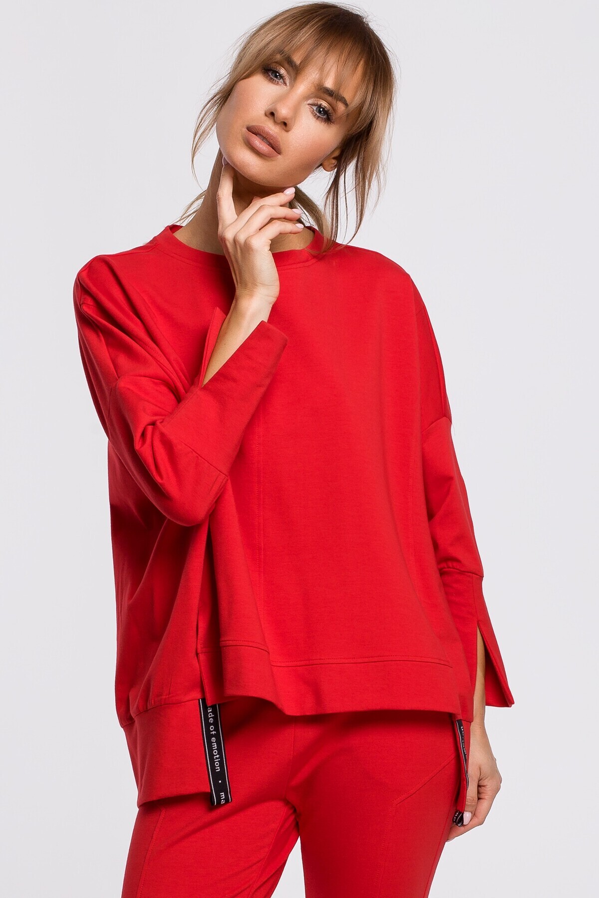 Made of Emotion-Sweatshirt with side slits and a stripe trim 1