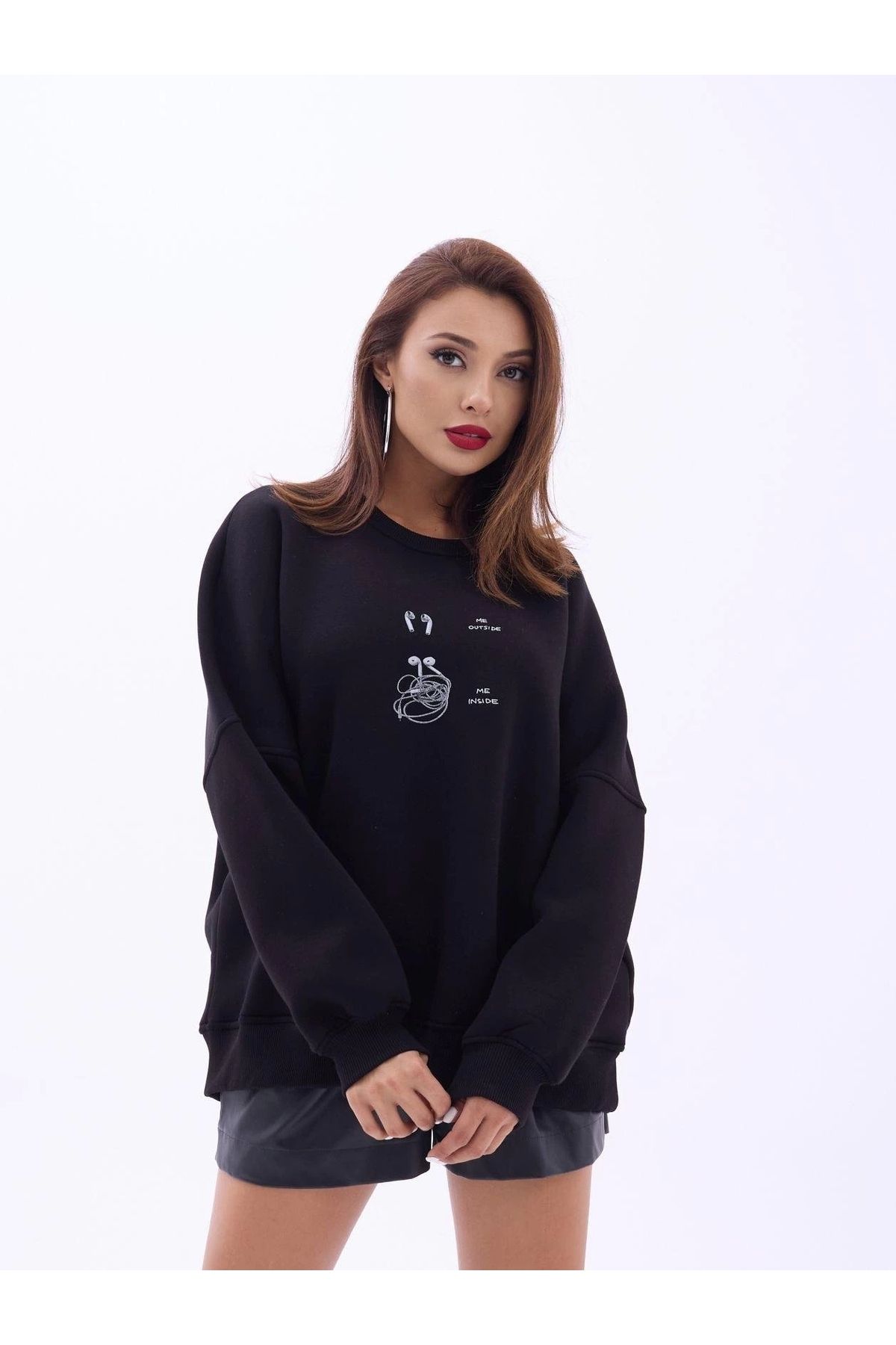 ADMAVM-7227 Model Sweat-Black Color Sweatshirt 3