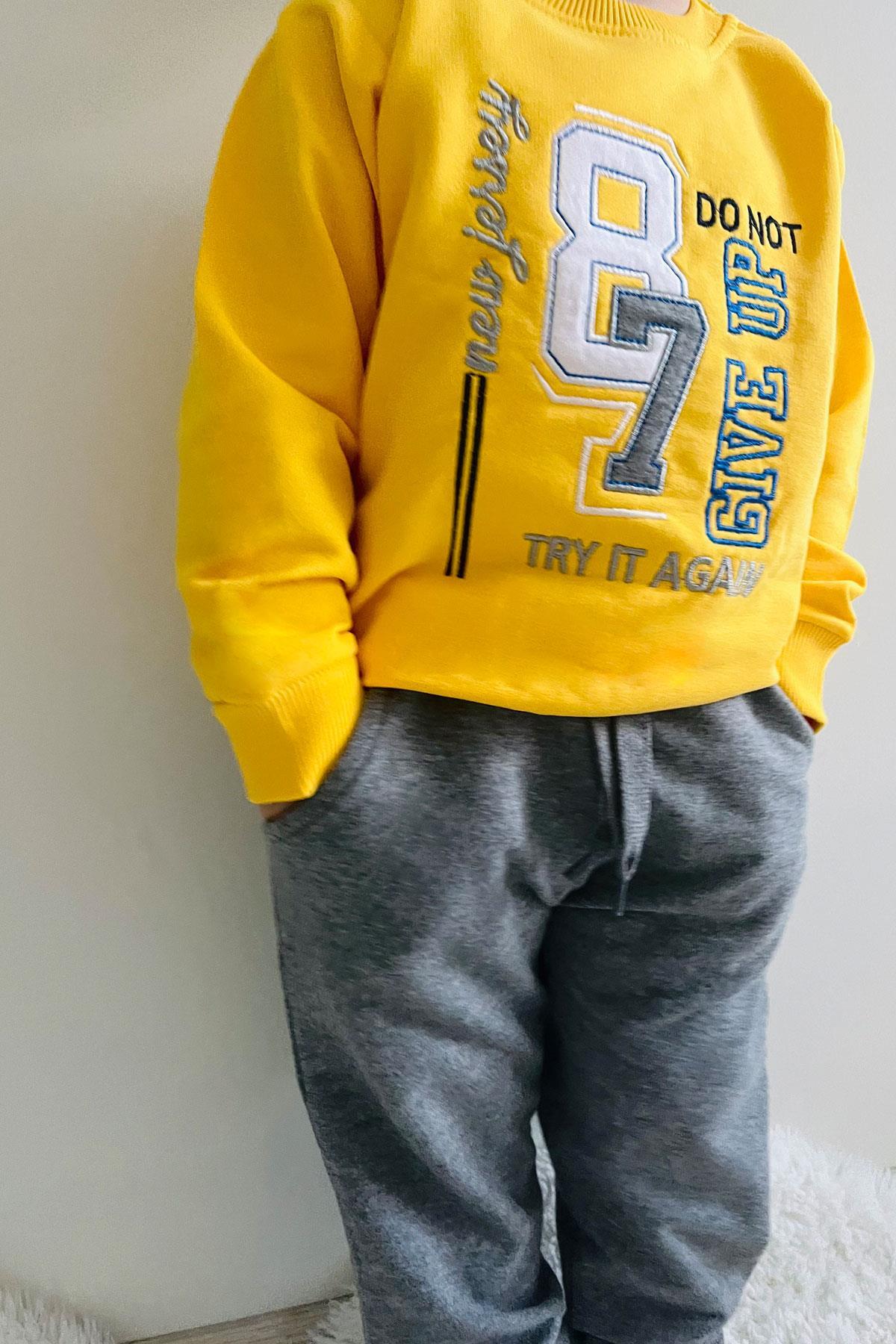 Breeze Erkek Çocuk Eşofman Takımı Rakam Nakışlı 1.5-5 Yaş, Sarı fotoğrafı 2 (önizleme)