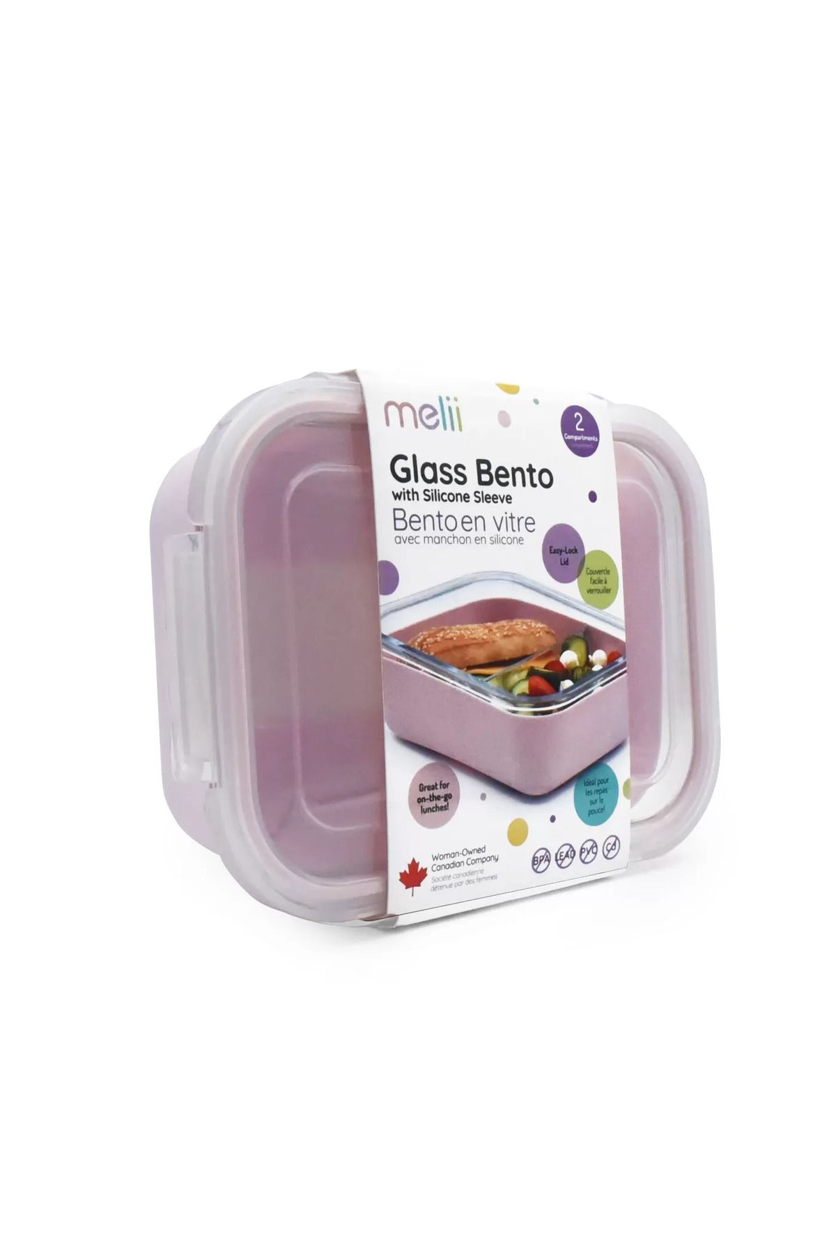 Melii Recipient Sticla, 740ml, Caserola Cu Husa Antiderapanta Silicon, Roz - One Size