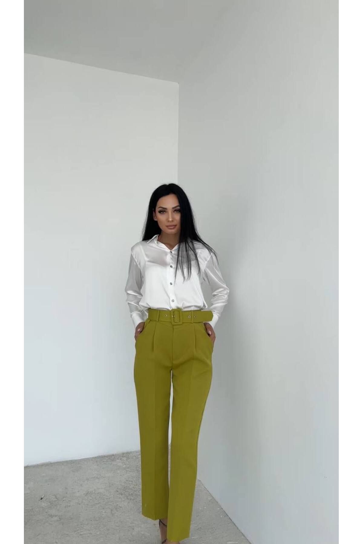 Swass-Skinny Leg Classic Belted Fabric Trousers 1