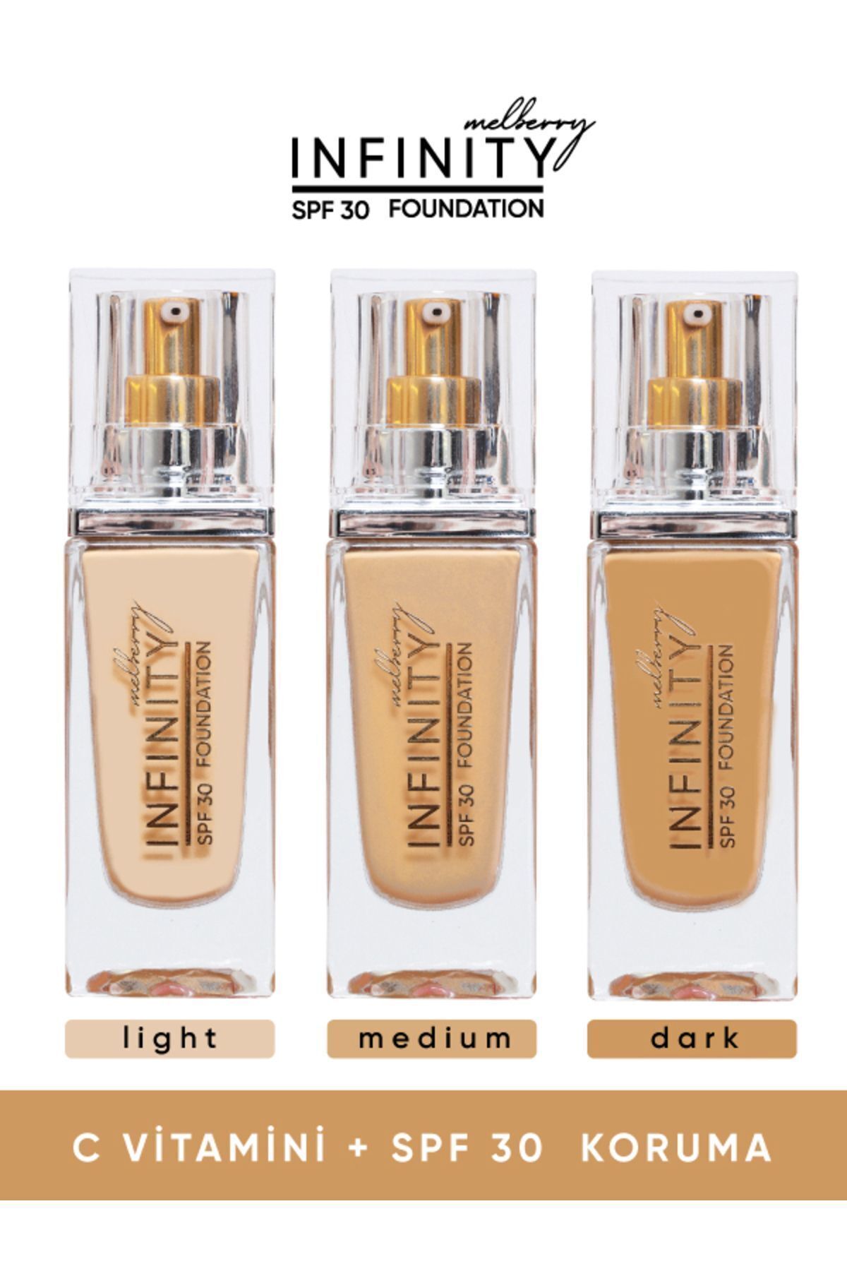 Melberry Infinity Fondöten Büyük Boy 40 ml Foundation Light-7