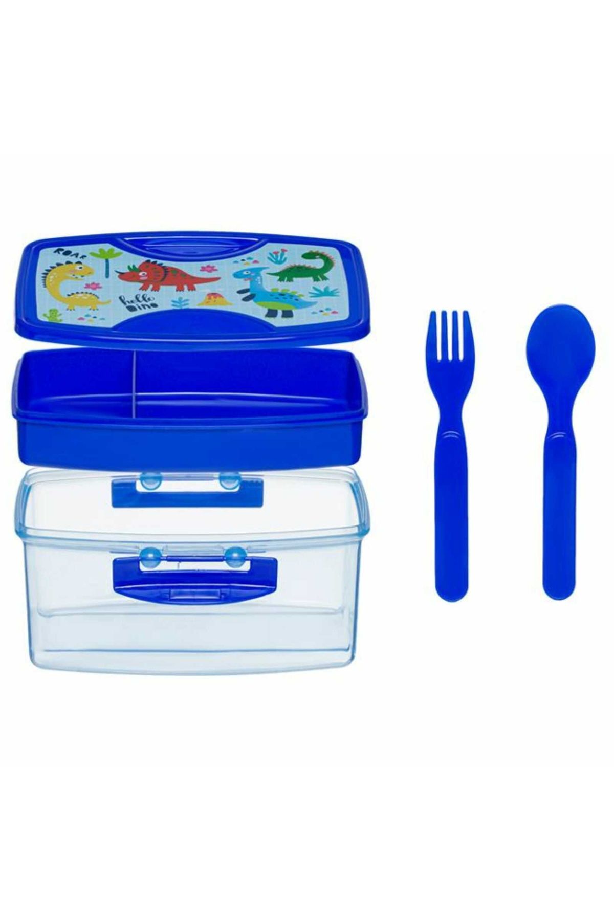 Micostore Caserola Compartimentata Copii,cu Tacamuri,dinozauri,920 Ml,18 X 13.5 X 8.3 Cm,cutie Mancare Scoala - One Size