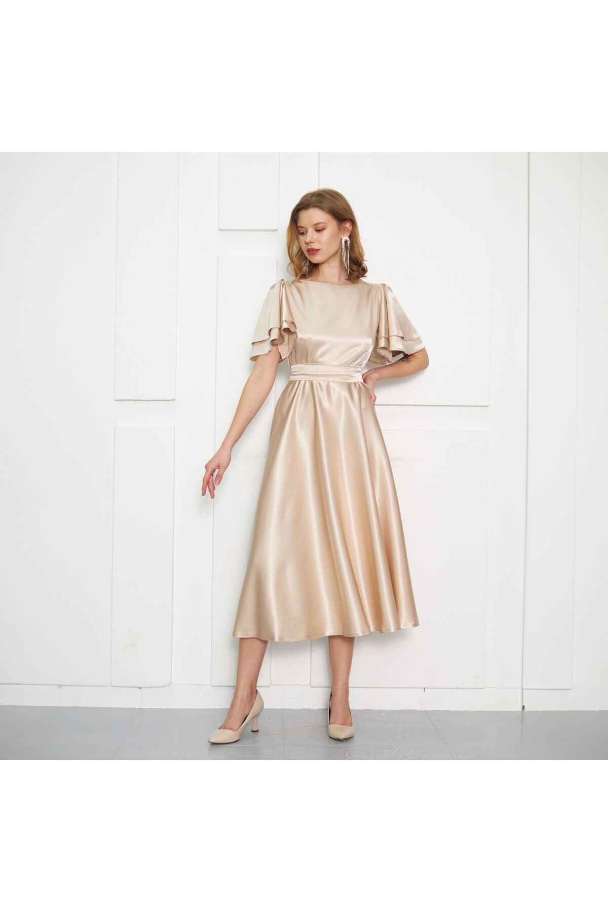 PARLAFASHION-Evening & Prom Dress - Beige - Flared skirt 2