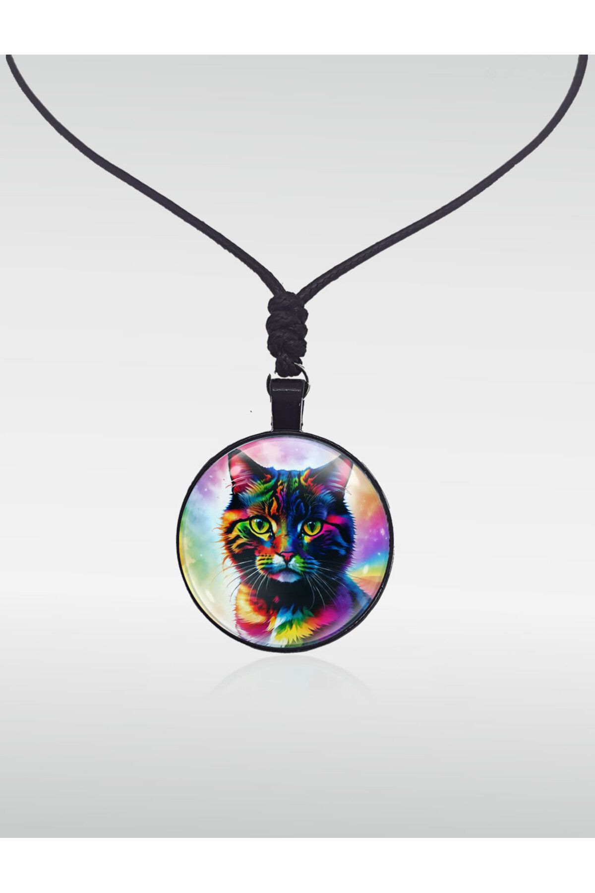 Utopia-Cat Necklace, Cat Figure Necklace, Colorful Cat Glass Plated Necklace 1