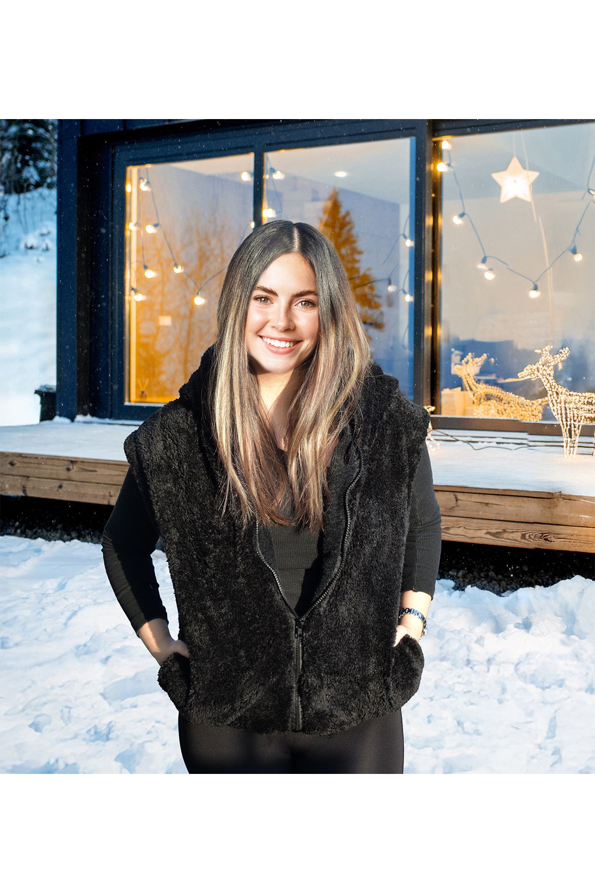 Özgüner Oyuncak-A Warm and Fashionable Winter Style with Plush Vest and Hat Combo 2