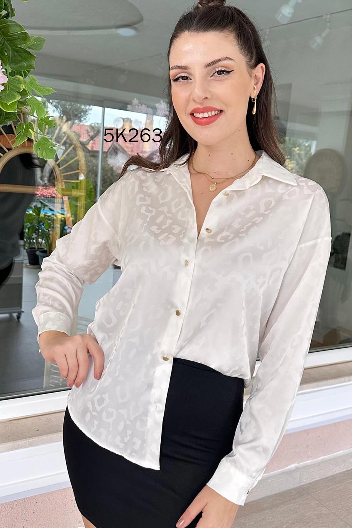 İnce Topuk-Satin Jacquard Shirt 5K263 3