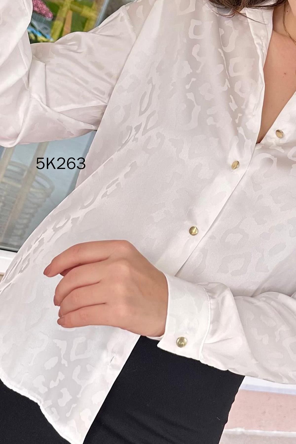 İnce Topuk-Satin Jacquard Shirt 5K263 4