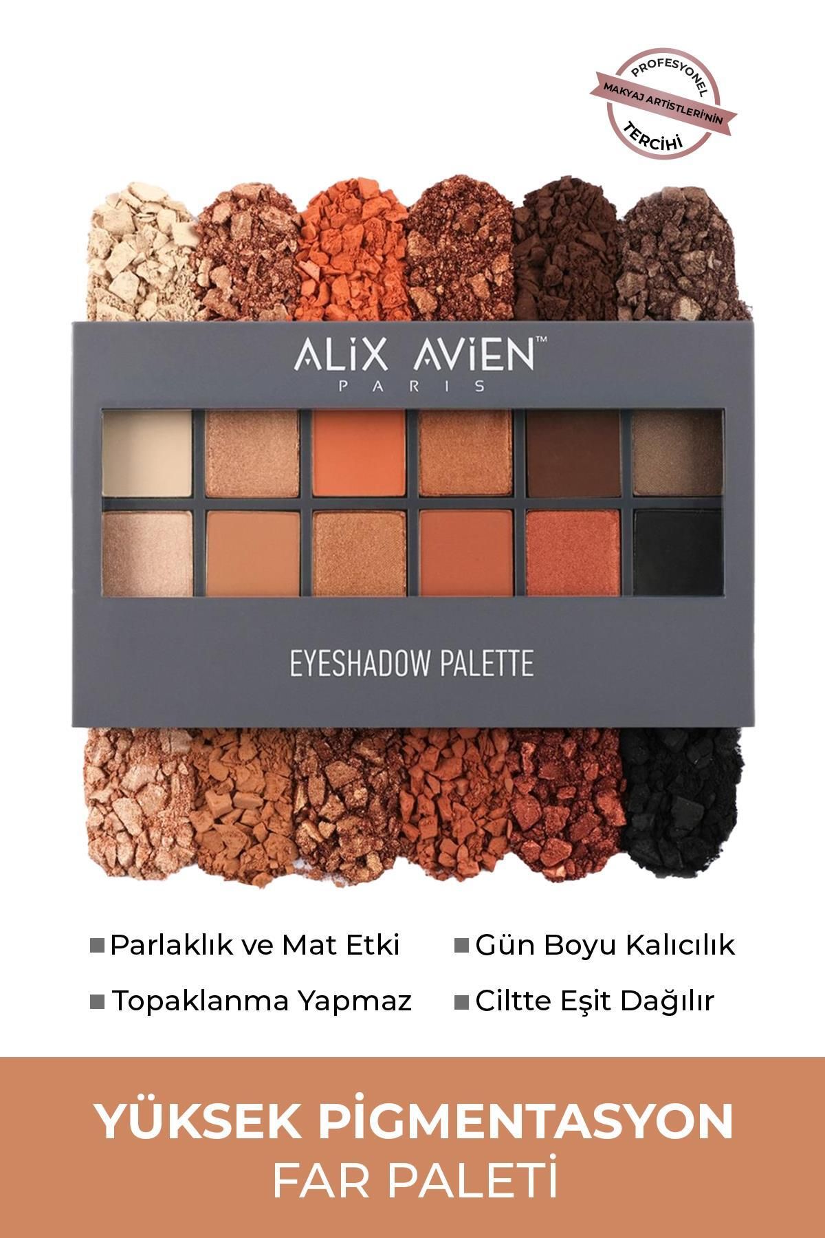 سایه چشم پالت چراغ جلو 12LI PALETTE EYESHADOW 555 زمان قهوه 15.6 گرم Alix Avien