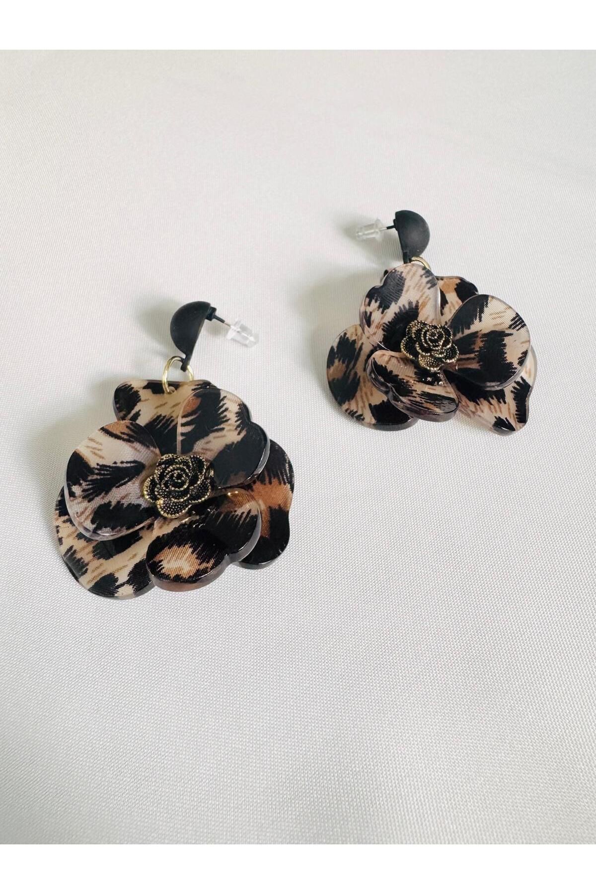 DEVİ fashion-Flower Leopard Bone Acrylic Earrings 5