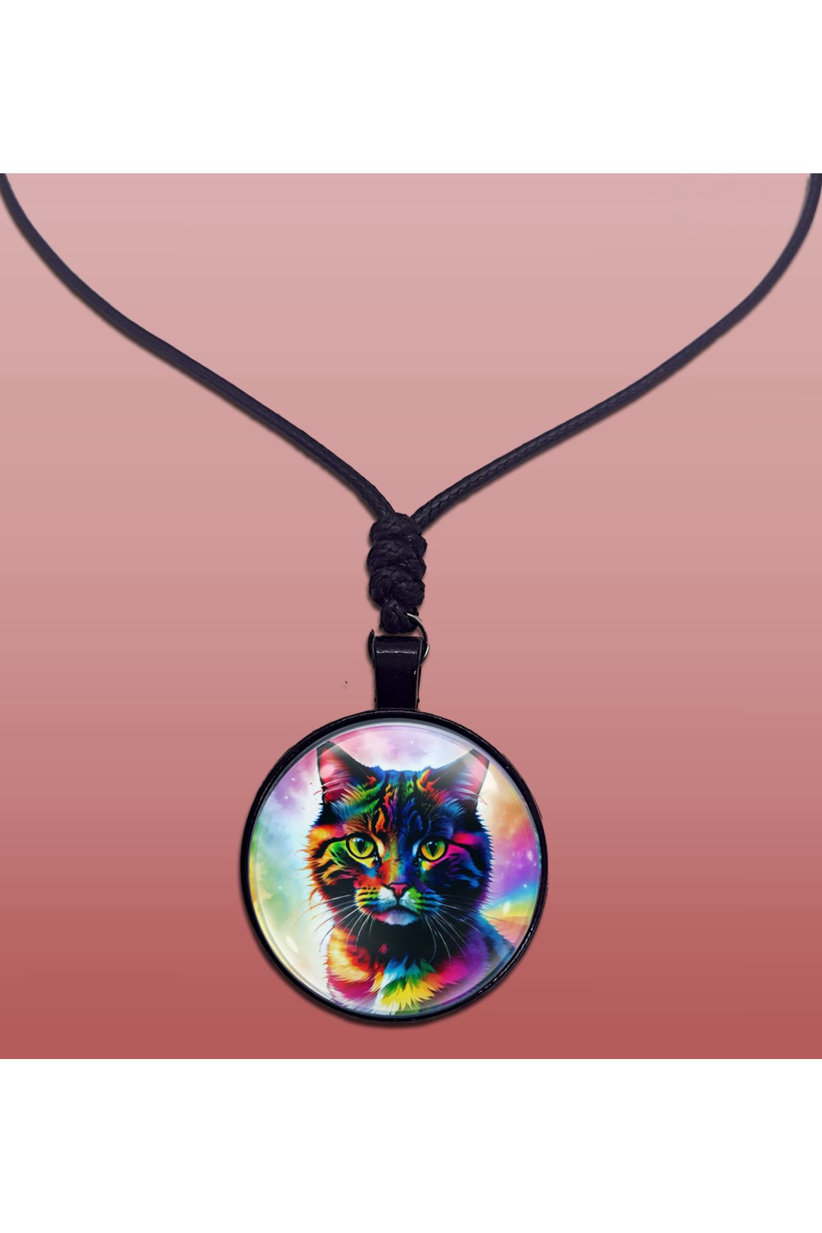 Utopia-Cat Necklace, Cat Figure Necklace, Colorful Cat Glass Plated Necklace 4