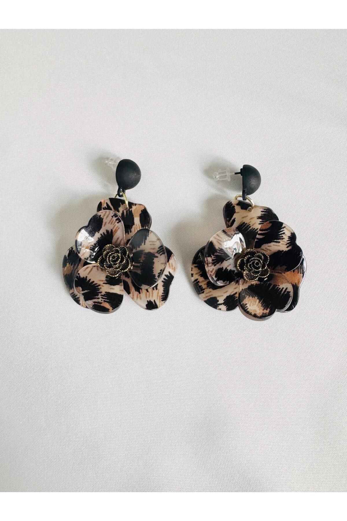 DEVİ fashion-Flower Leopard Bone Acrylic Earrings 3