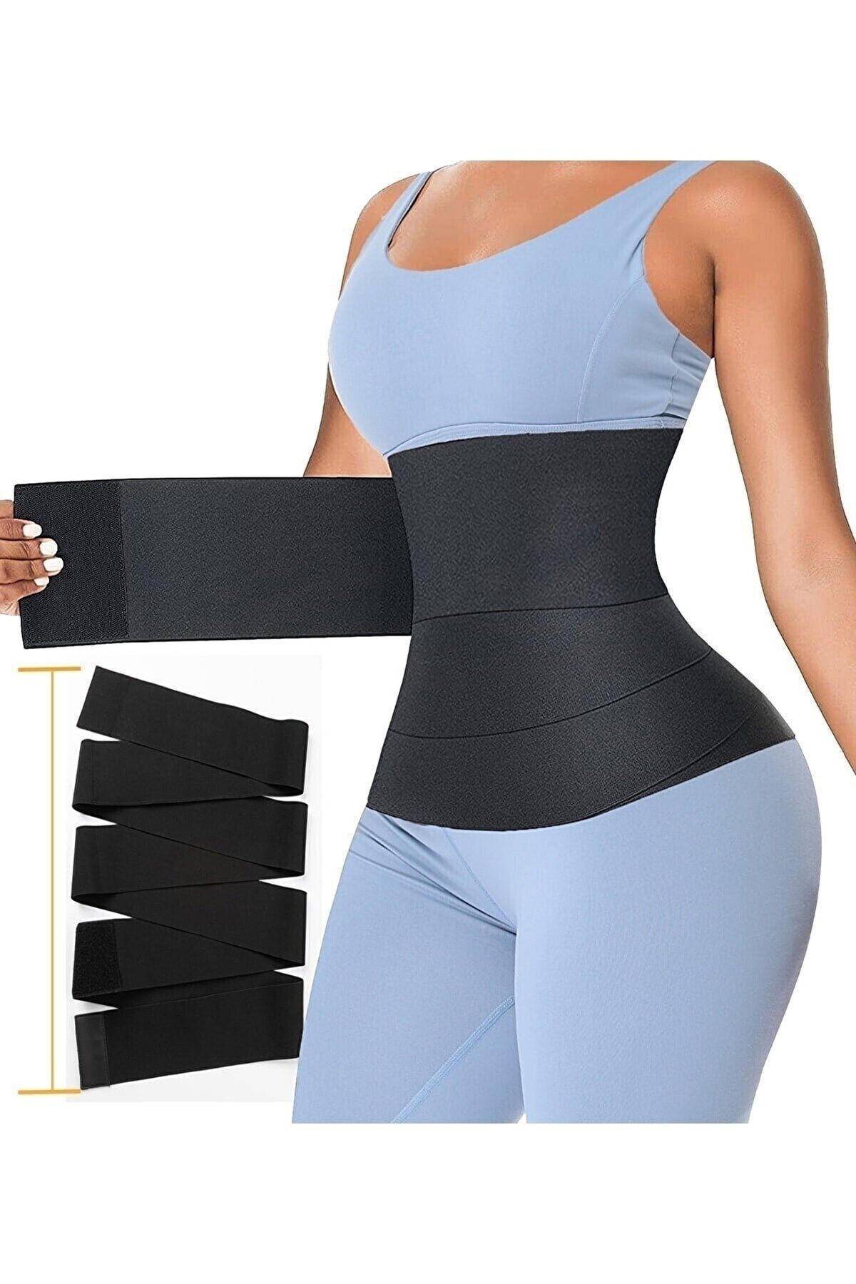 CKSpor Waist Trainer Tummy Wrap Inceltici Zayıflatıcı Bele Dolamalı Kum Saati Görünümü 4m Sarmal Bel Korses