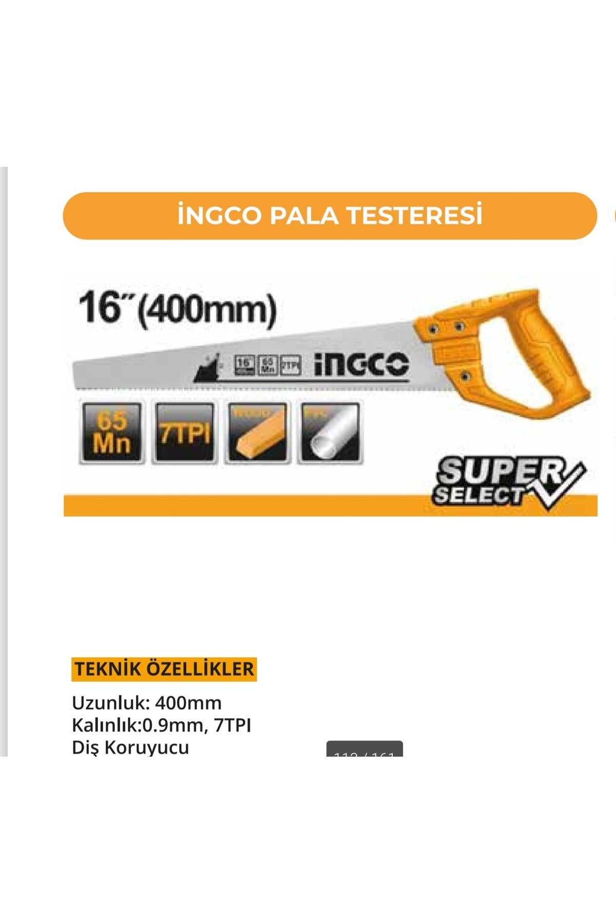 Ingco 40cm Budama  testere Sarı