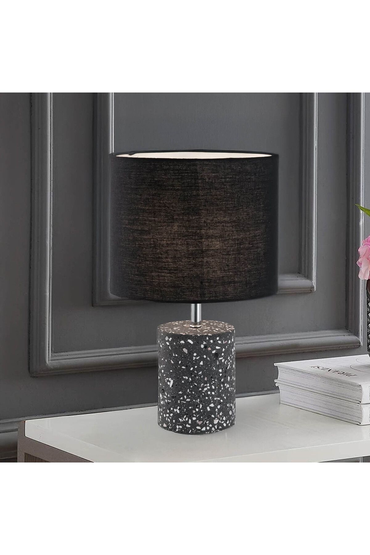 In House-Mars Table Lamp - Terrazzo - 30 x 33 cm - Black & Grey 2