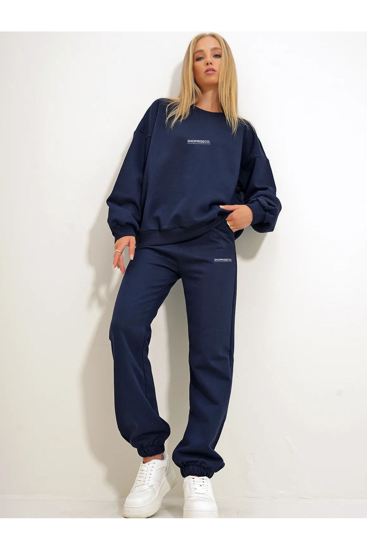 Shoprise-Crew Neck Comfortable Fit Raster Tracksuit Set 2