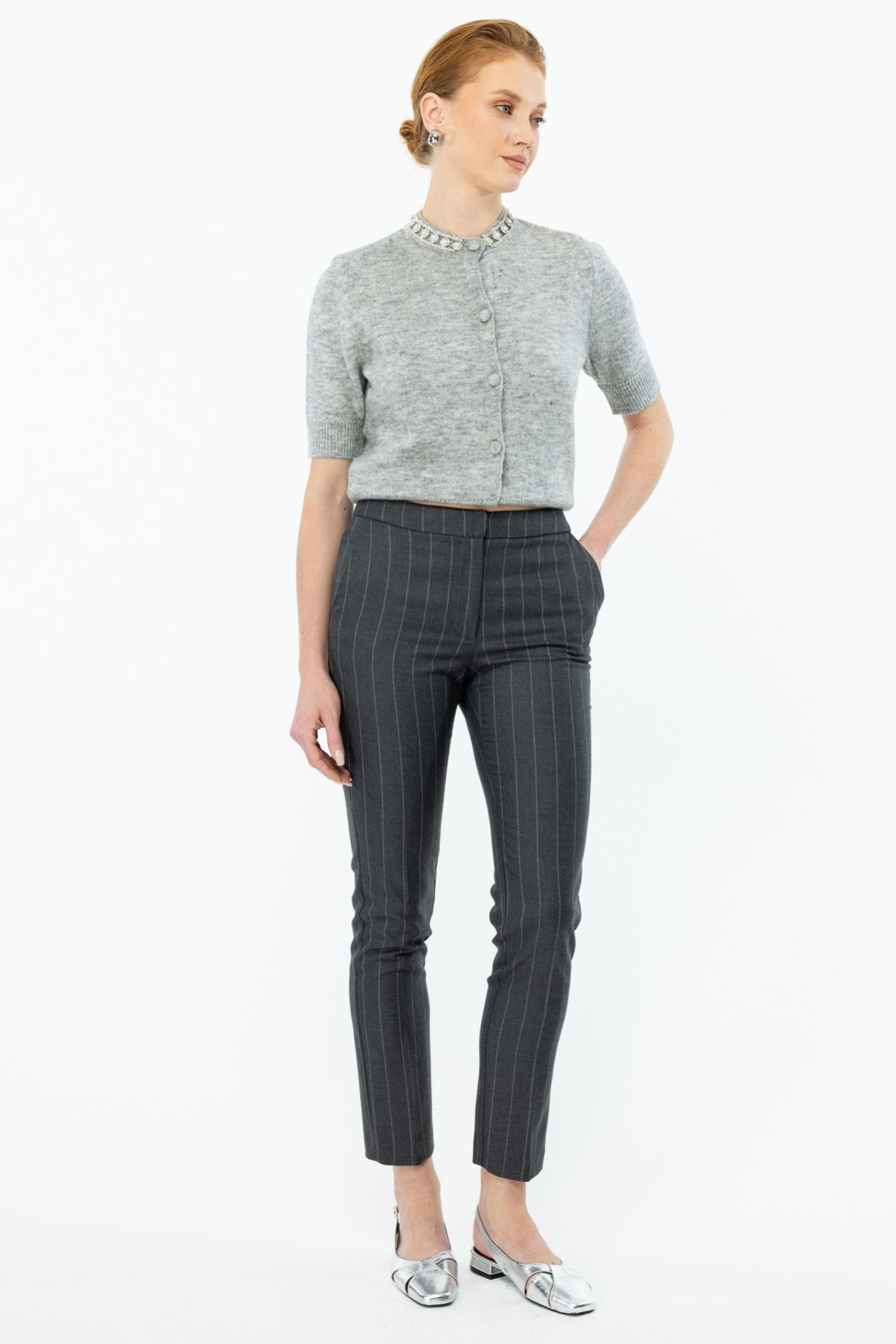 Ekol-Striped Skinny Trousers 2