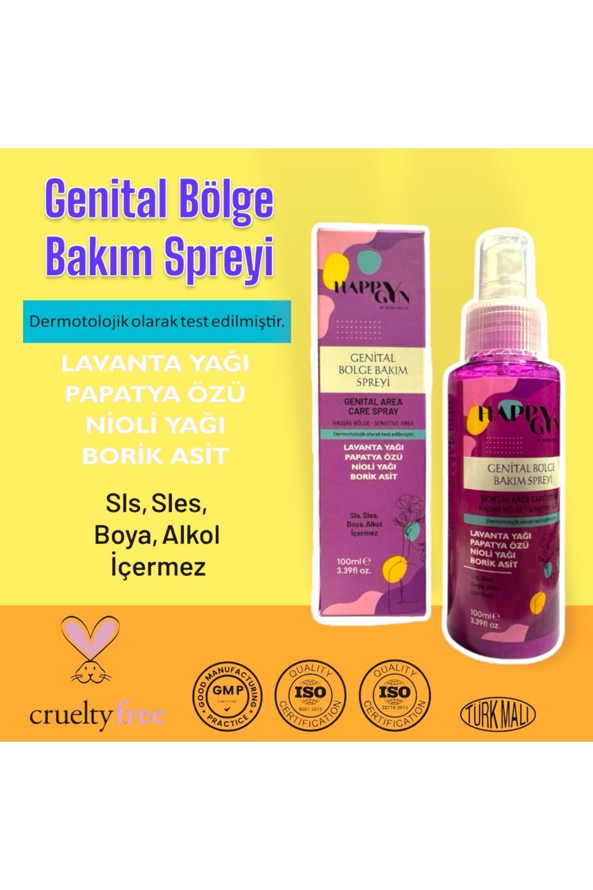 HappyGyn by Duygu Mutlu Genital Bölge Bakım Spreyi Lavanta Esanslı