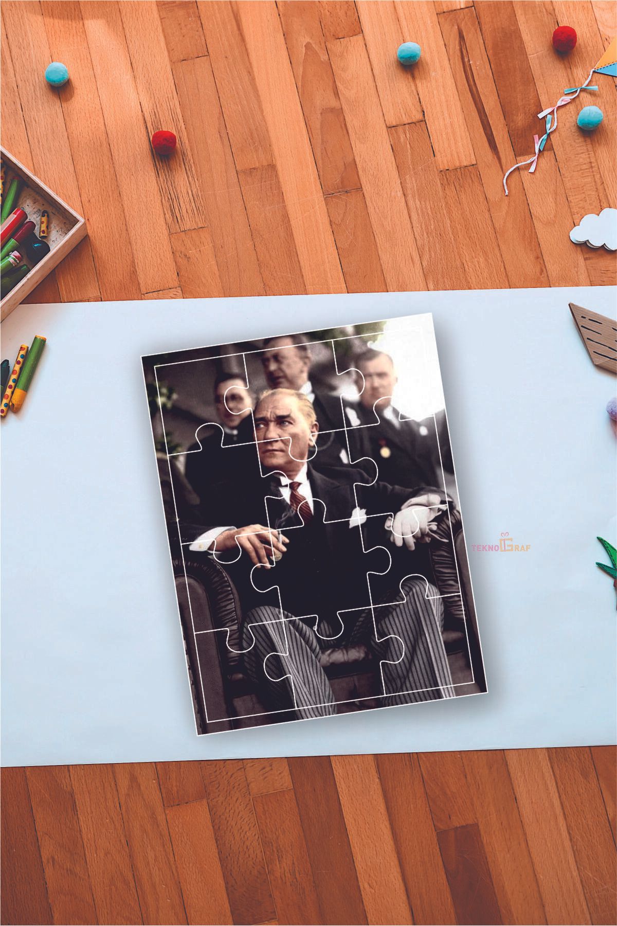 Teknograf-Ataturk Printed 12 Piece Puzzle 1