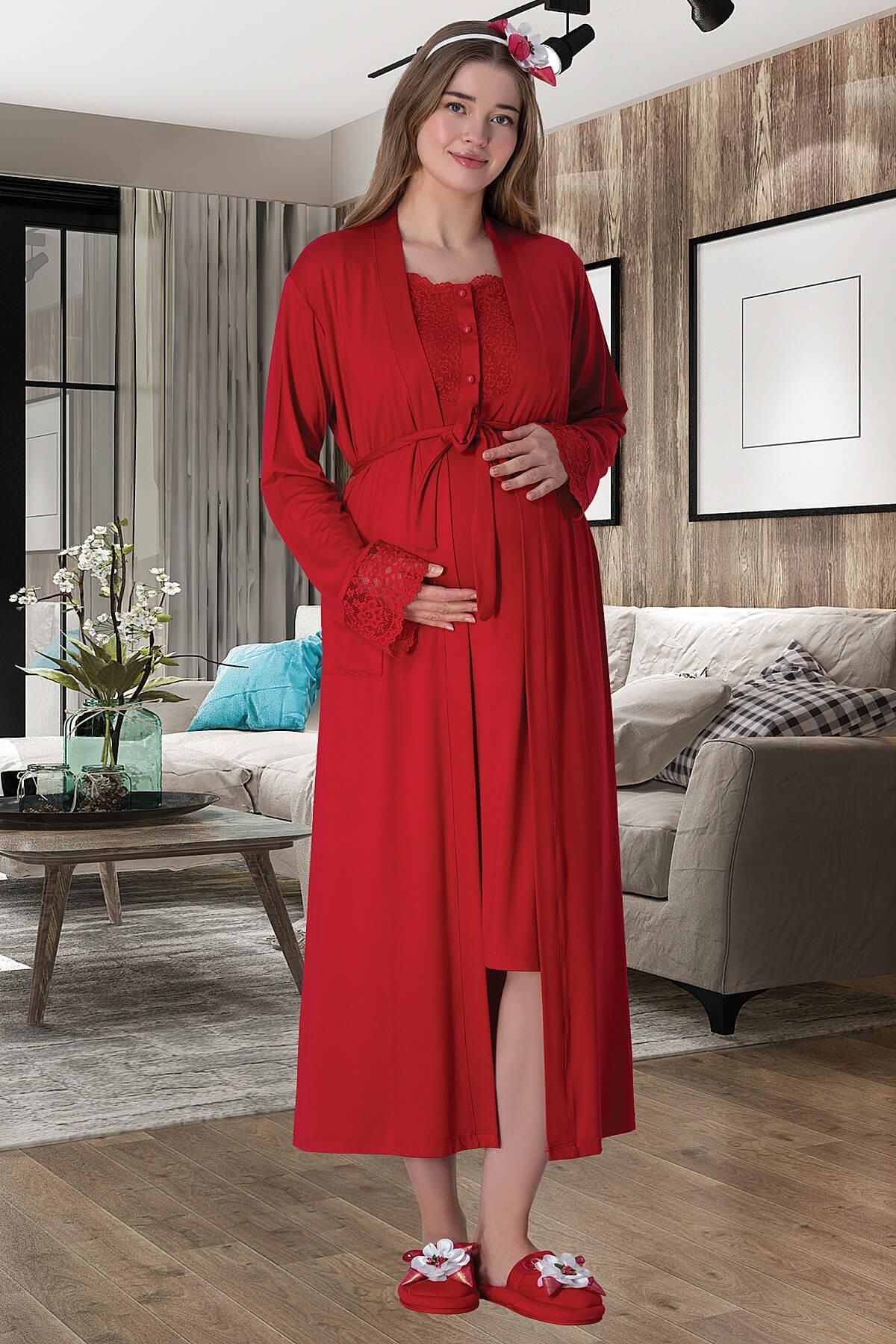 by İGP-Pregnant Maternity Nightgown Set with Robe 1