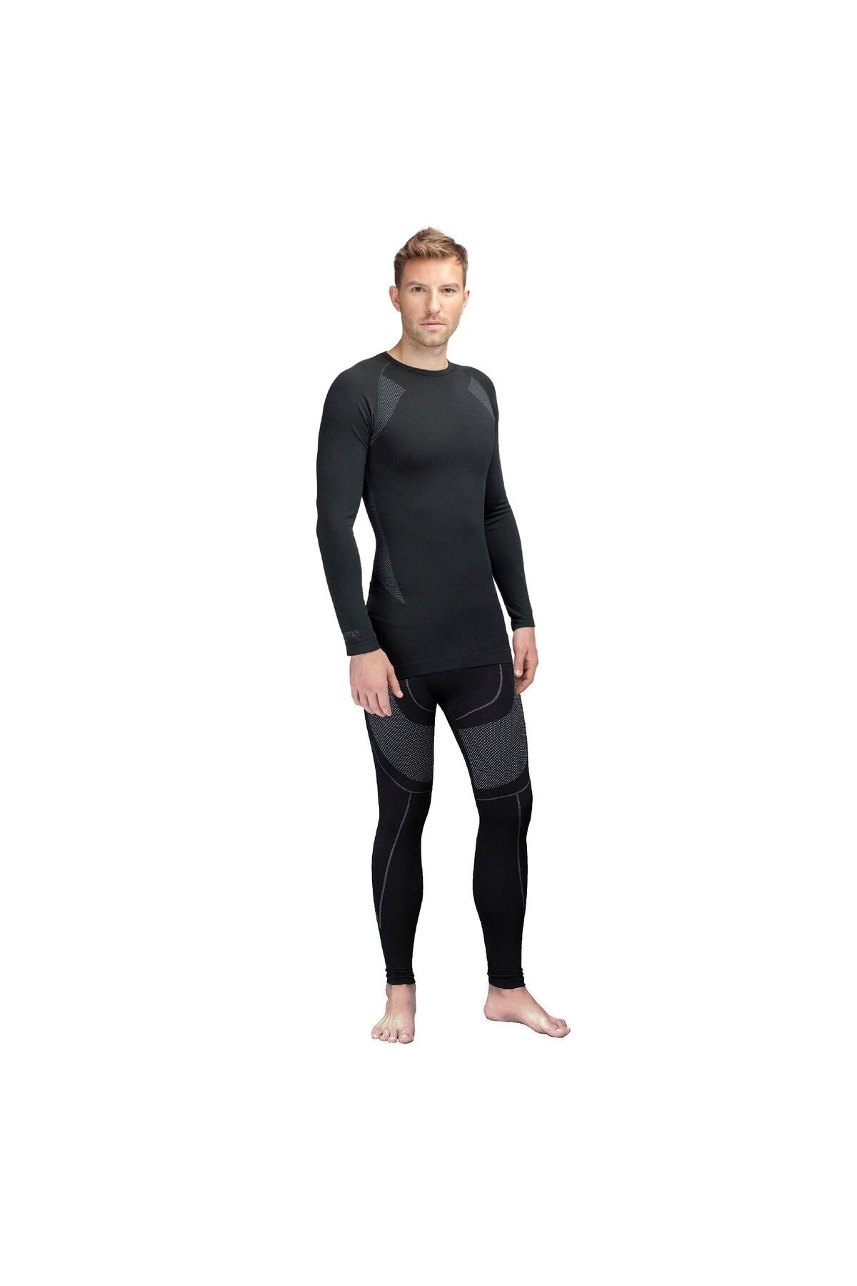 THERMOFORM-Black Extreme Men's Seamless Thermal Long Sleeve Underwear Set 1