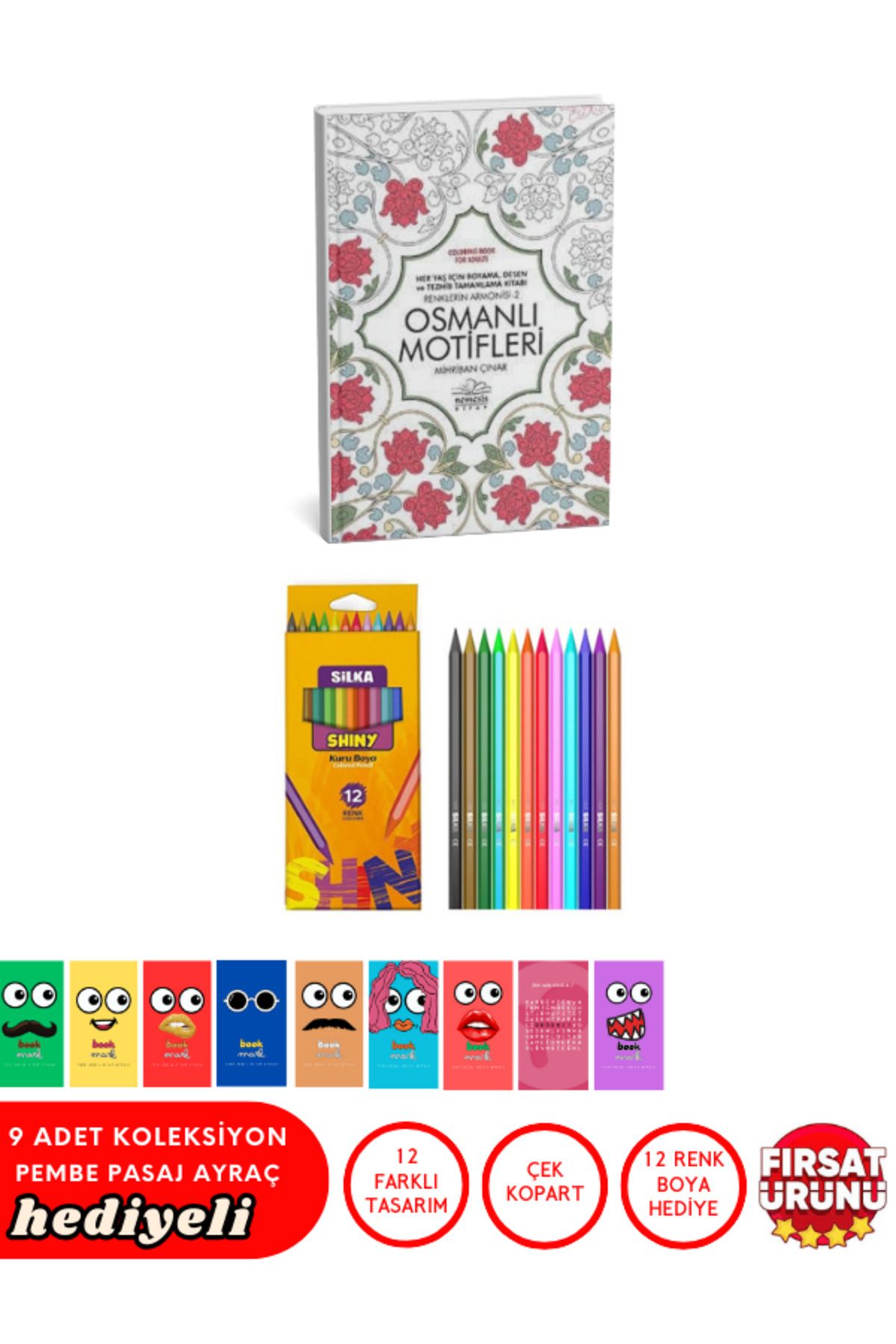 Pembe Pasaj Osmanlı Motifleri Mandala Kitabı - Geleneksel Tasarımlar,