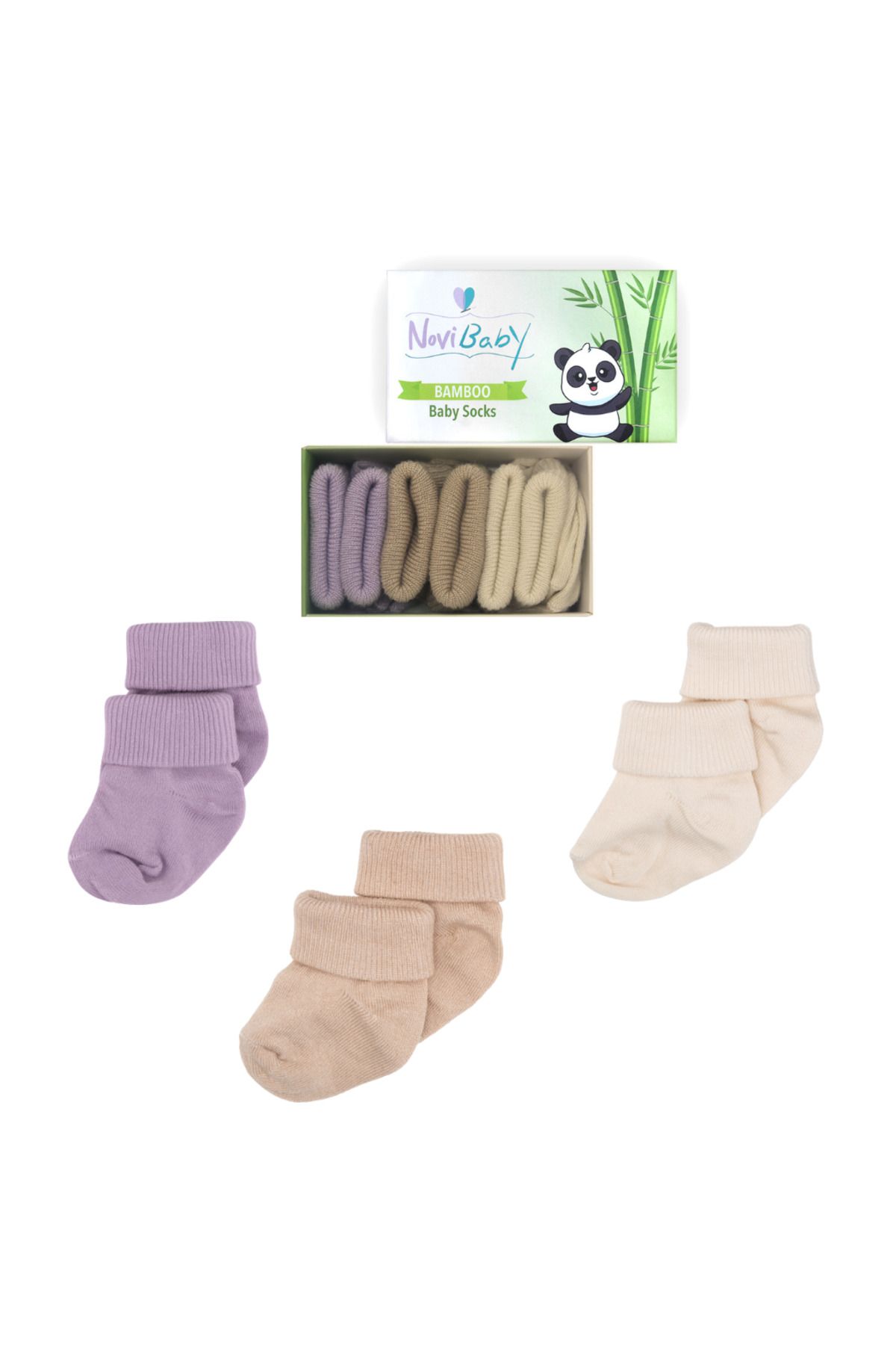 Novibaby-3 Pack Bamboo Newborn Baby Socks I Goldies I Girl Boy Baby Socks 1